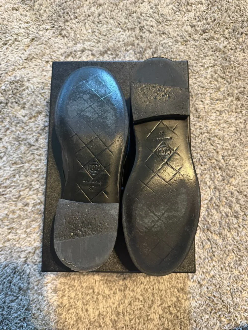Chanel Quilted Leather Black Loafers for Women | Size 37